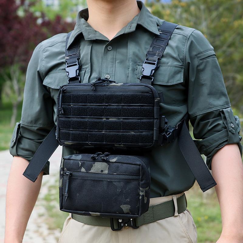 Quick off version tactical vest chest hanging multi-functional outdoor military fan MPCS mobile chest bag tactical camouflage vest bag