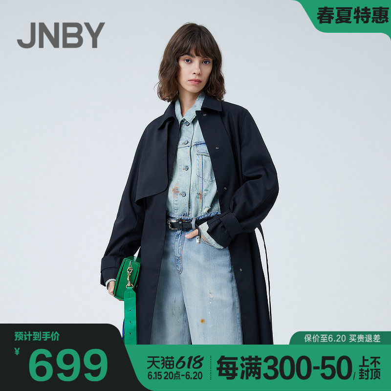 JNBY Jiangnan Bcoat Oleoutlets Spring discount Wind clothes in long version Turned Cotton Comfort Straight Cylinder Jacket