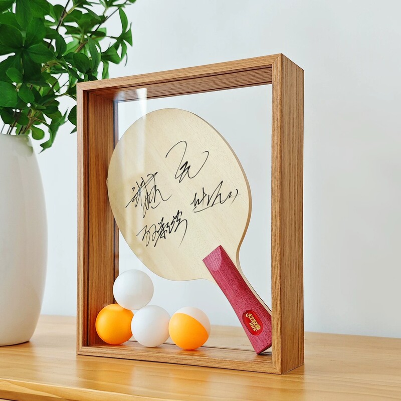 Signed Table Tennis Racket Photo Frame Double-Sided Transparent Glass Table Tennis Storage Display Frame Signature Display Stand Signed Table Tennis Racket Photo Frame Double-Sided Transparent Glass Table Tennis Storage Display Frame Signature Display Stand