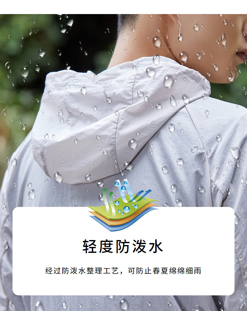 探路者 男子防晒服皮肤风衣 蝶影防晒科技 防泼水 图8