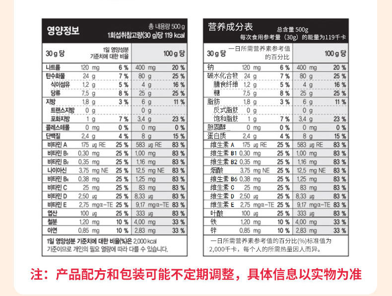 韩国进口 Kelloggs家乐氏 水果燕麦片 500g*3件 图15