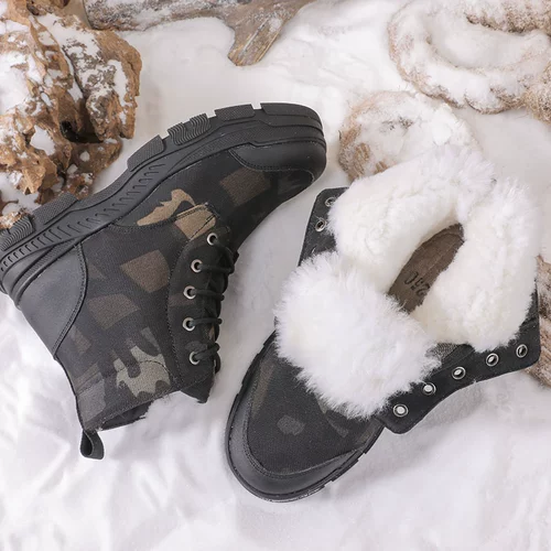Зимние открытые снежные ботинки мужской мех -в одну мужскую туфли сгущенные шерстяные холодные ботинки северо -восток большие ватные туфли мягкая подошва мягкая лапша