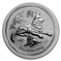 2018 Australian Lunar Zodiac Series Second Round 11-Zodiac Dog Silver Coin 1 oz Year of the Dog