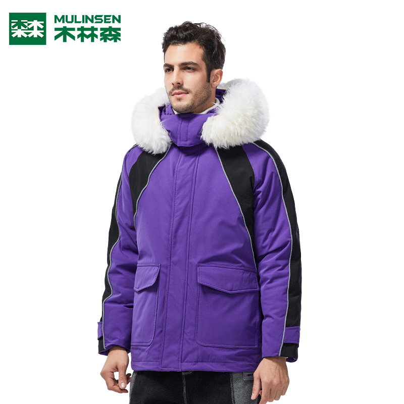 Wood Linson Boom DOWN CLOTHING MALE THICKENING WHITE DUCK SUEDE OUTDOOR WINDPROOF ANTI-CHILL EVEN CAP MOUNTAINEERING SKI JACKET FEMALE WINTER WEAR