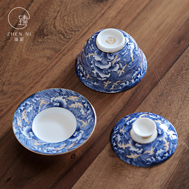 By mud colored enamel see colour tea tureen jingdezhen manual only three bowl of domestic large ceramic bowl of tea