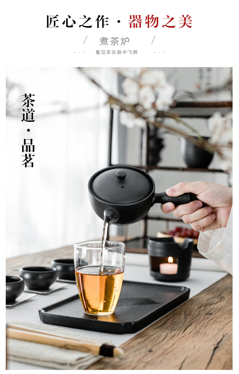 By Japanese coarse pottery mud kung fu tea set side boil pot of alcohol lamp of black tea furnace temperature dry tea ware ceramics