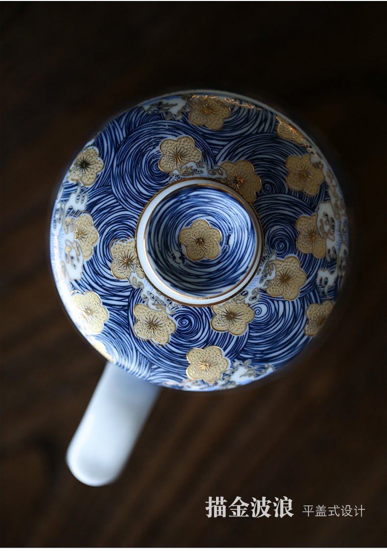 By clay mugs jingdezhen boss office glass cup checking ceramic household enamel with cover filter cups