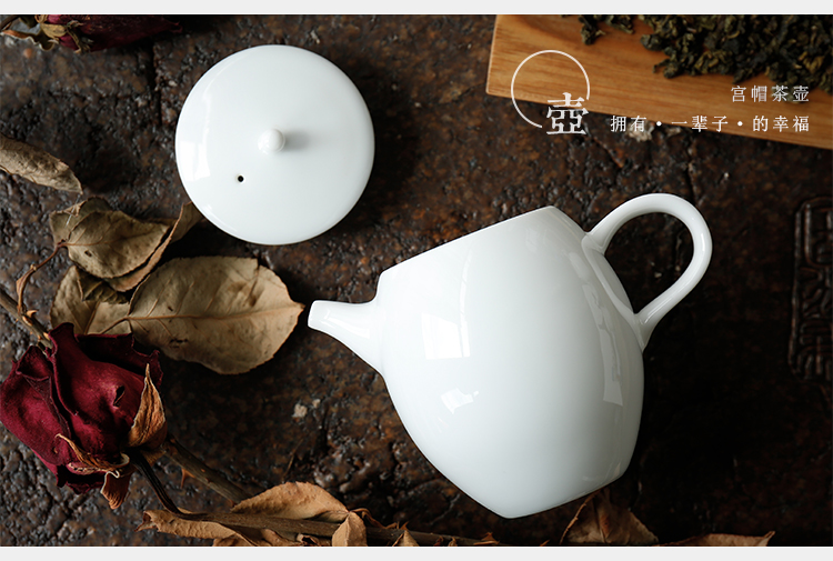 By mud jingdezhen porcelain teapot checking ceramic teapot Japanese side to make tea pot of thin foetus jade porcelain household