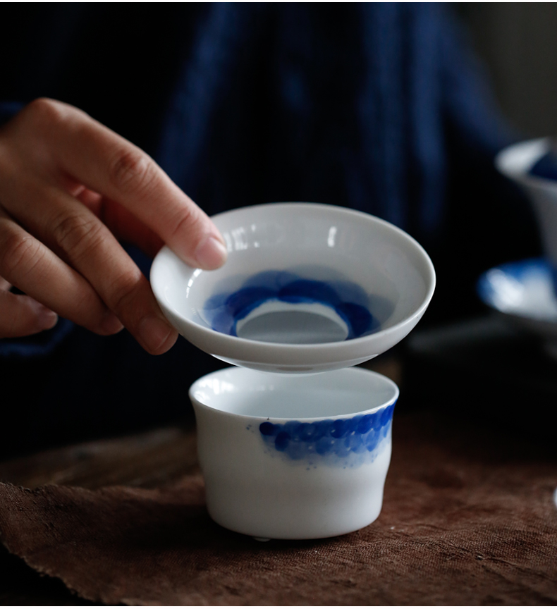 Hand - made by clay was suit jingdezhen thin foetus by Hand only three tureen household kung fu tea set of tea cups
