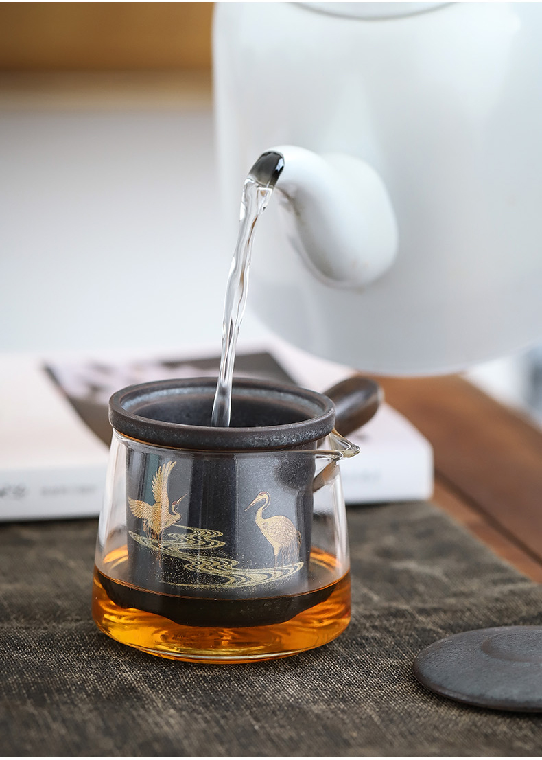 Travel by mud up kung fu tea set Japanese side soaked the pot of hot tea. Preventer glass ceramic filter red teapot