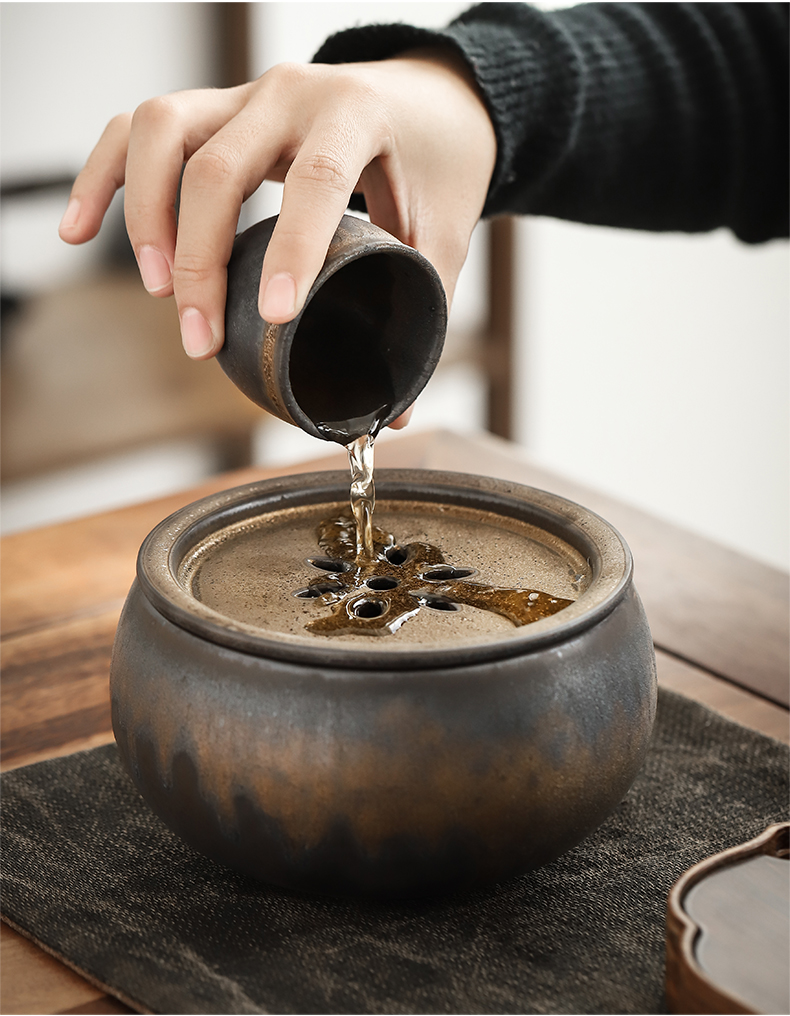 Clay mine loader by question in hot water cylinder coarse after getting dry pot bearing tea wash in hot water jar barrel with cover tea accessories