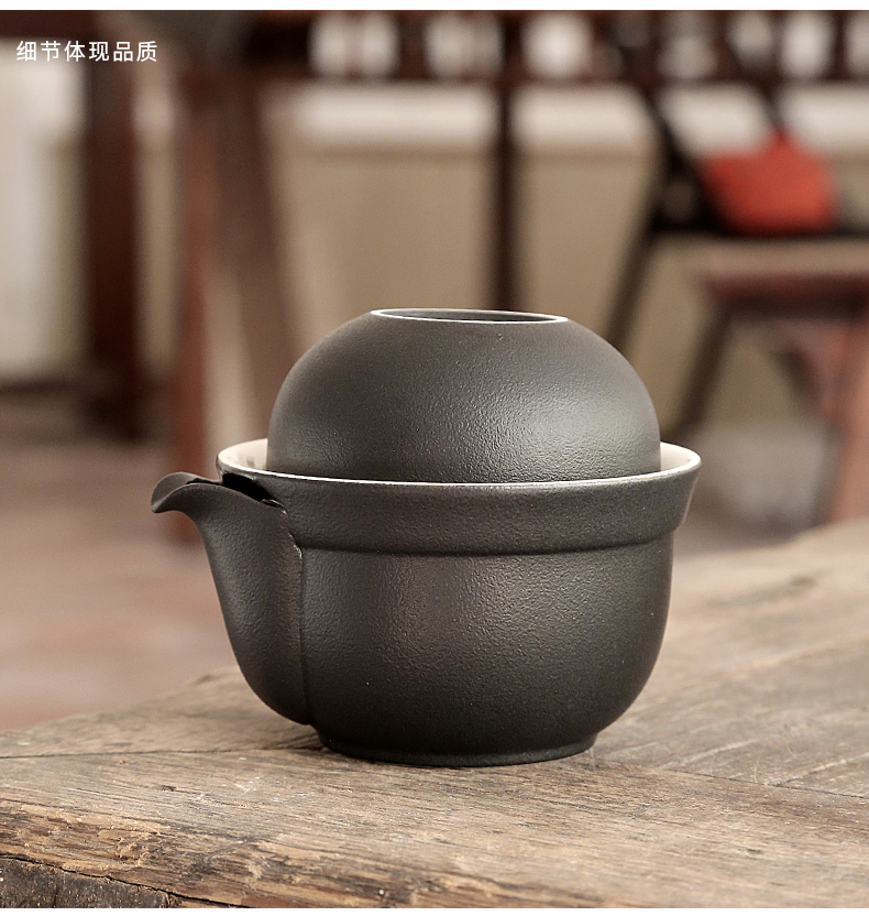 By black pottery mud crack cup a pot of two cups of portable travel tea set kung fu teapot cup custom LOGO