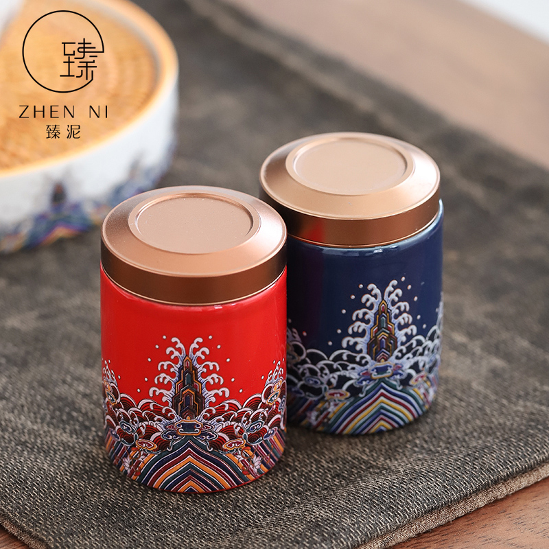 "Mini mud caddy fixings ceramic seal tank portable travel storage tank household enamel see colour trumpet puer tea