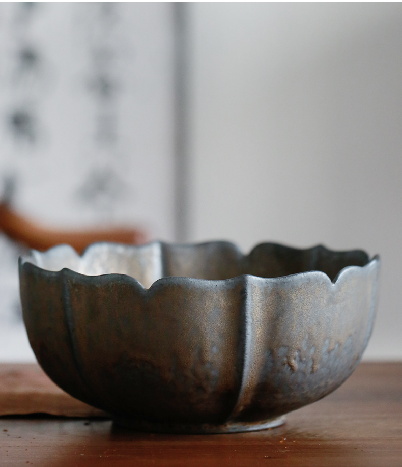 By mud large tea wash bowl of Japanese manual fine gold lotus cup for wash ceramic kung fu tea in hot water jar cylinder parts