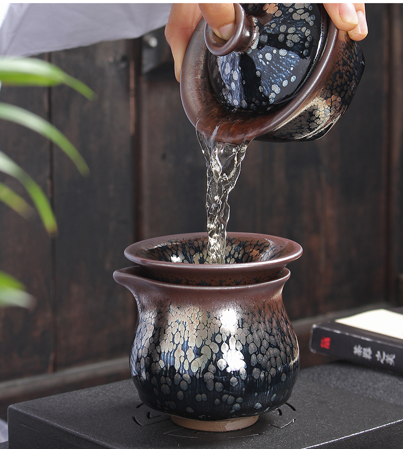 Built by mud lamp that kung fu tea set jianyang checking home oil drops of tea light cup ceramic up the set of tureen