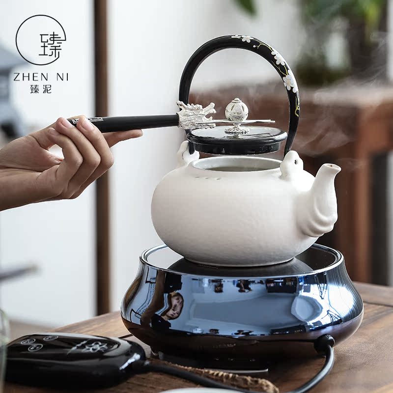 By boiling tea machine manual white pottery mud electric TaoLu ceramics blisters teapot household kung fu tea set girder kettle
