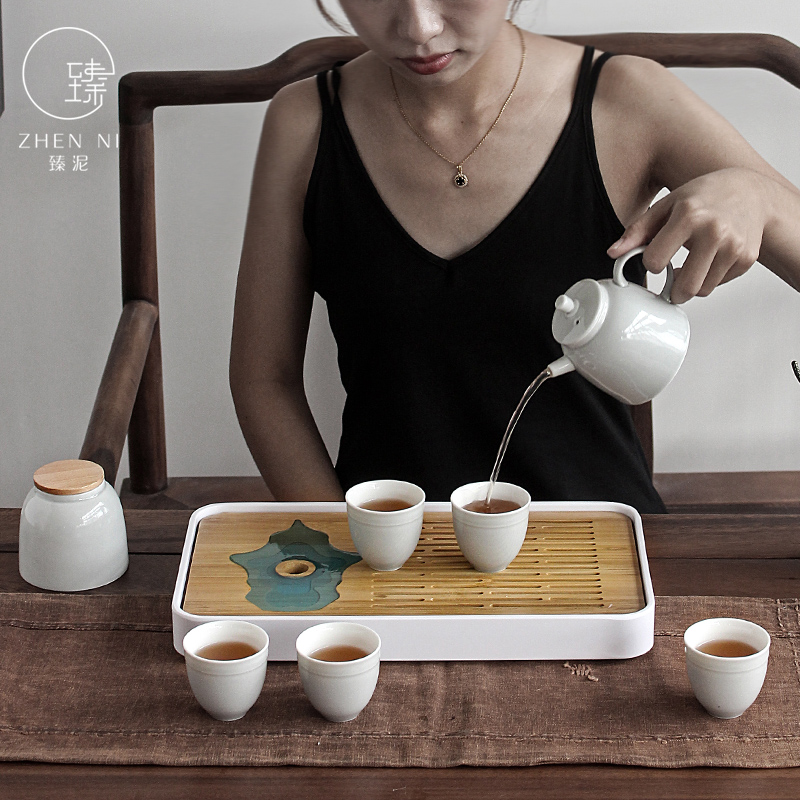 By mud household kung fu tea set suit Japanese contracted dry tea tray ceramic teapot teacup tea pot"