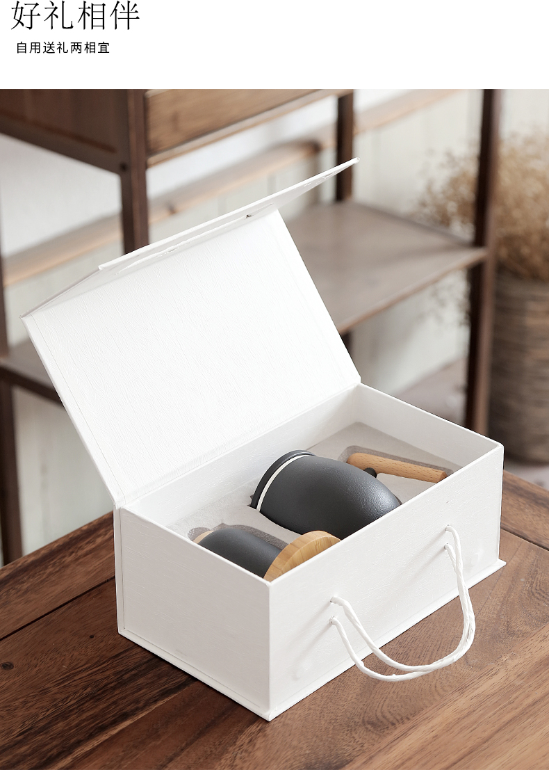 "Black pottery mud home with cover filter glass mugs office portable travel set of tea caddy fixings