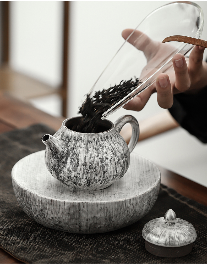 By mud coppering. As silver teapot pure manual brush which Japanese filter tea gifts household ceramics kung fu tea set single pot