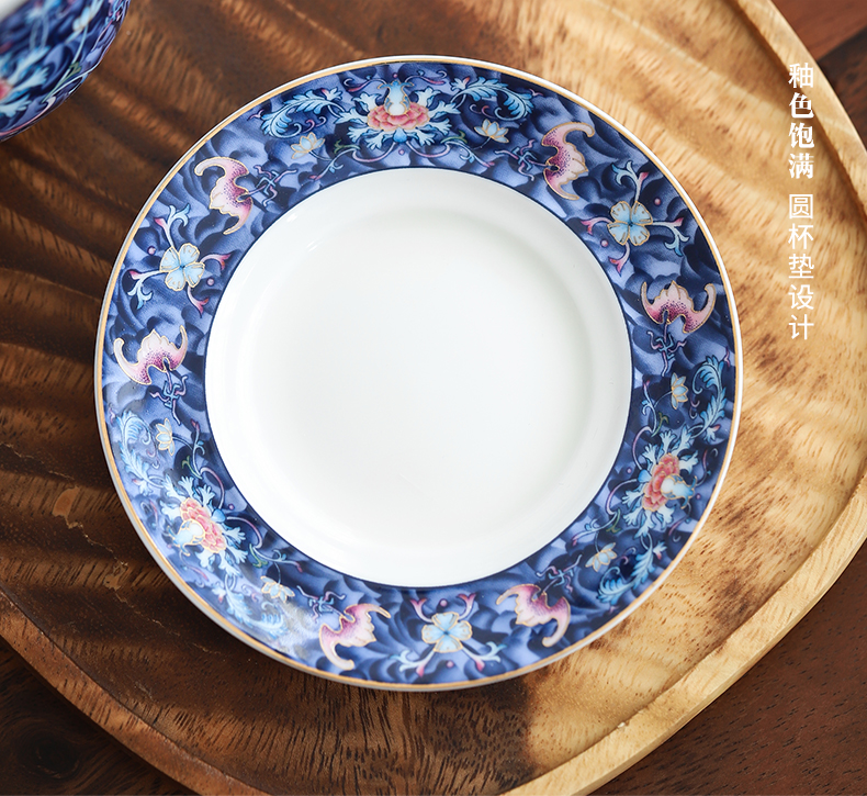 By clay ceramic household make tea cup with lid cup tea filtration separation of blue and white colored enamel mugs office cup