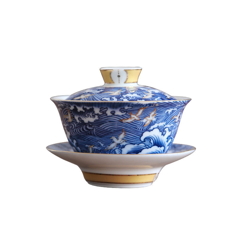 By mud colored enamel see colour tea tureen jingdezhen manual only three bowl of domestic large ceramic bowl of tea