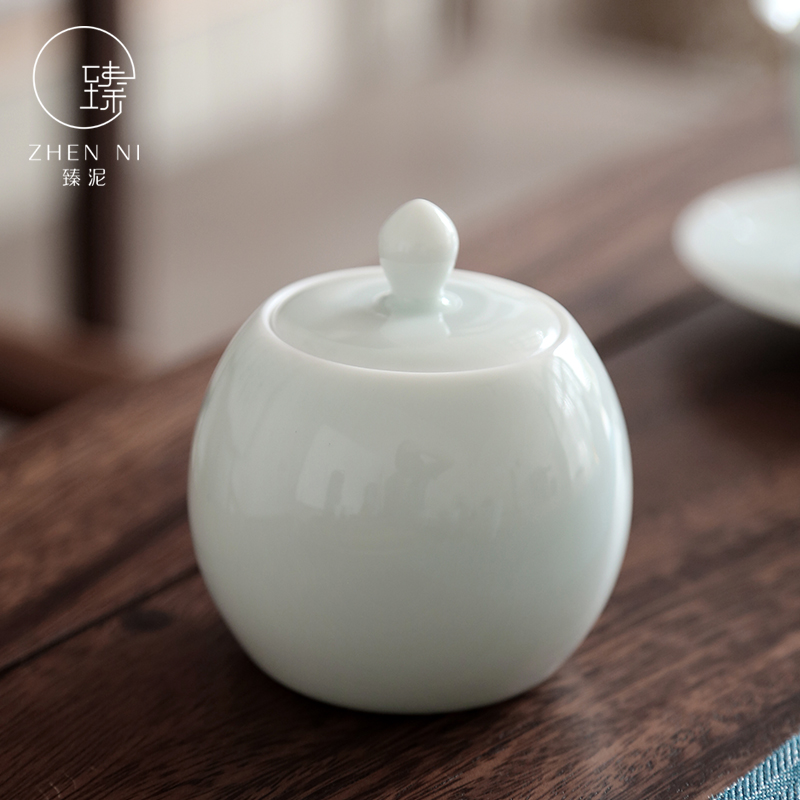 By manual white porcelain tea pot seal mud storage POTS small household contracted mini storehouse ceramics pu 'er tea boxes