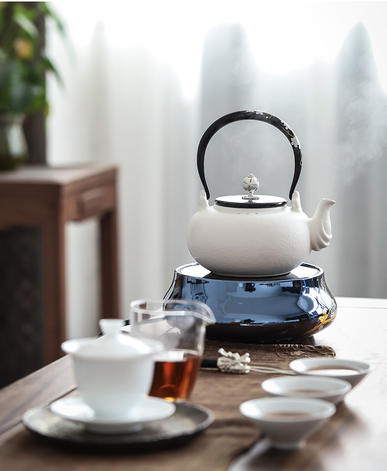 By boiling tea machine manual white pottery mud electric TaoLu ceramics blisters teapot household kung fu tea set girder kettle