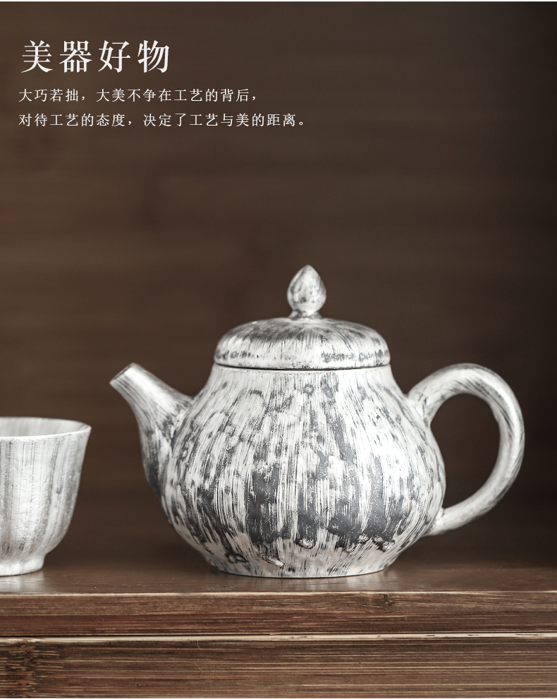 By mud coppering. As silver teapot pure manual brush which Japanese filter tea gifts household ceramics kung fu tea set single pot