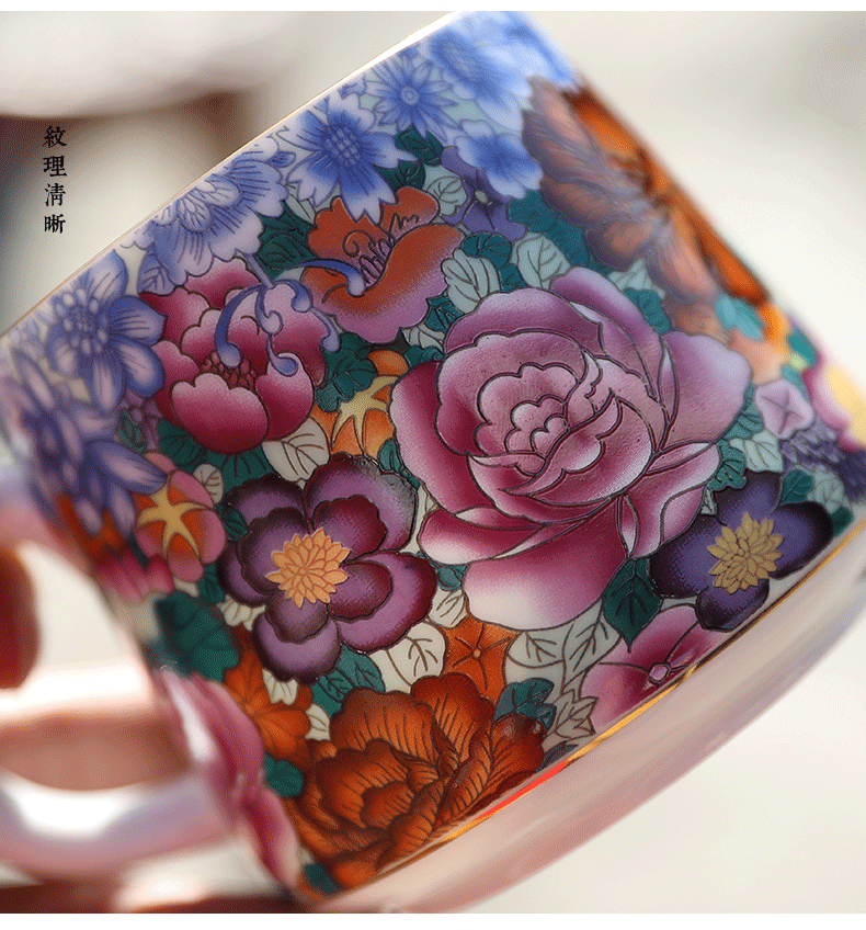 By mud colored enamel cup jingdezhen checking mugs office cup of household ceramic filter with cover glass gifts