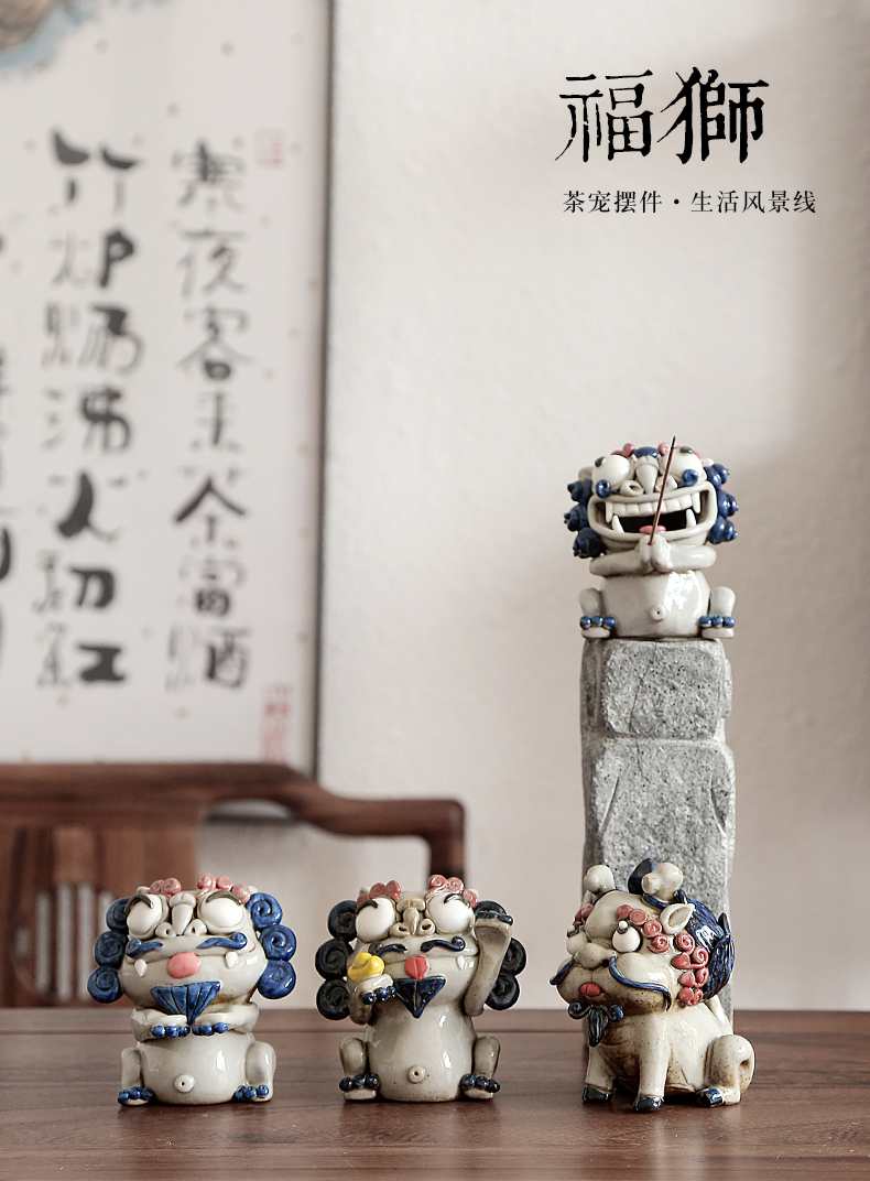 By pure manual mud jingdezhen ceramic tea pet plutus play the mythical wild animal tea tea accessories creative fragrant incense buner furnishing articles