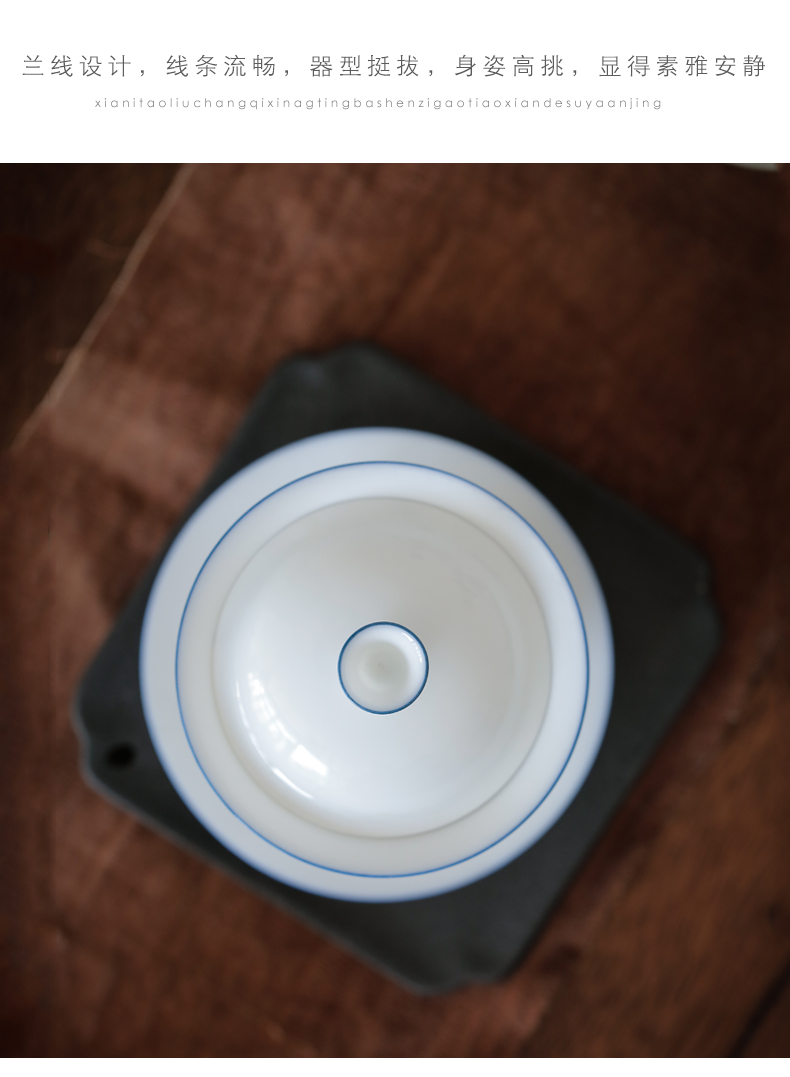 By mud jingdezhen pure manual tureen tea cups them thin body ceramic kung fu tea tea tea only three bowl