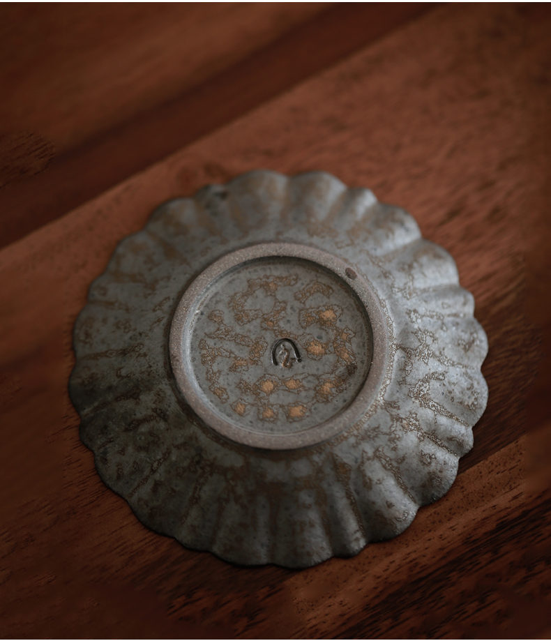 By mud cup mat manual fine gold ceramic cup mat Japanese retro insulation cup kung fu tea tea accessories