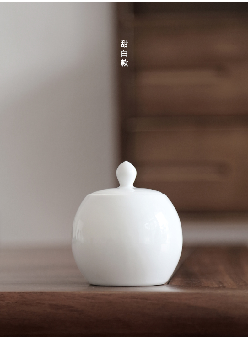 By manual white porcelain tea pot seal mud storage POTS small household contracted mini storehouse ceramics pu 'er tea boxes