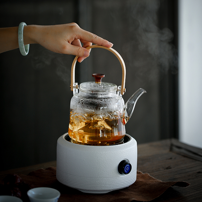 By mud electric TaoLu automatic burn boiled household pu 'er tea is black tea steam temperature heat - resistant glass tea pot set