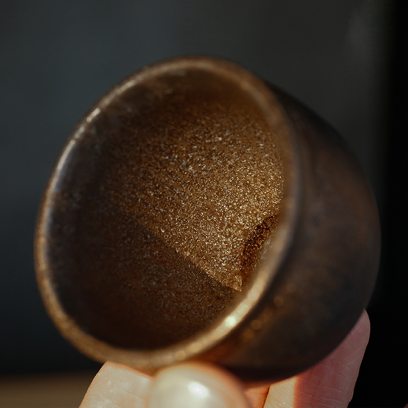 "Gold mud Japanese tea cups rust tea bowl ceramic glaze kung fu master cup variable sample tea cup