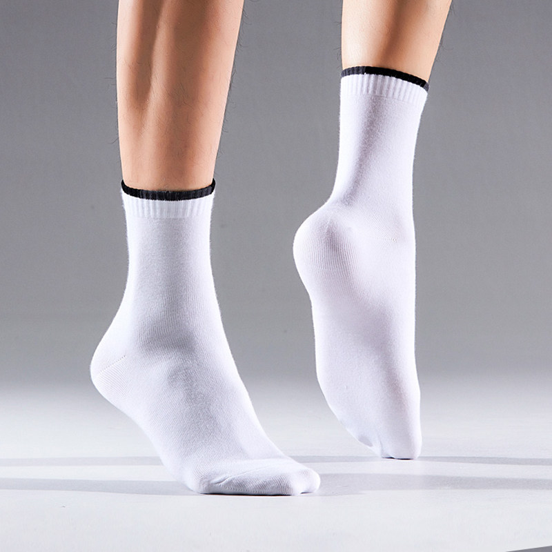 Socks male middle-tube four seasons of pure cotton anti-smell sweat and wet business pure color sports socks and simple light gray