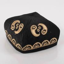 Mens Uygur folding small flower hat Xinjiang traditional almond pattern embroidered hat stage performance four corner hat