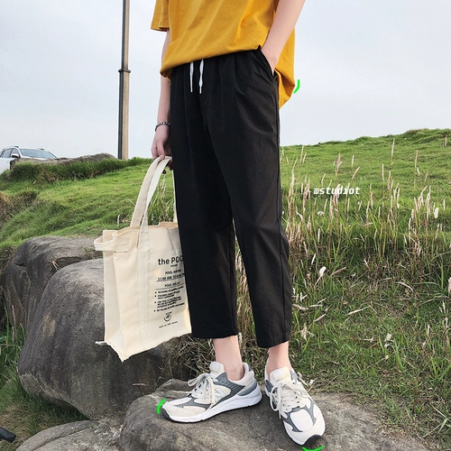 Летние трендовые мужские универсальные штаны для школьников, в корейском стиле, свободный прямой крой