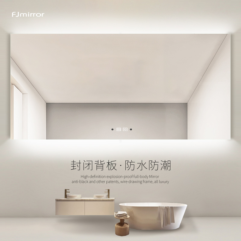 Bathroom mirror with light restroom toilet anti-fogging mirror intelligent touch mirror hanging wall up and down backlight makeup room mirror