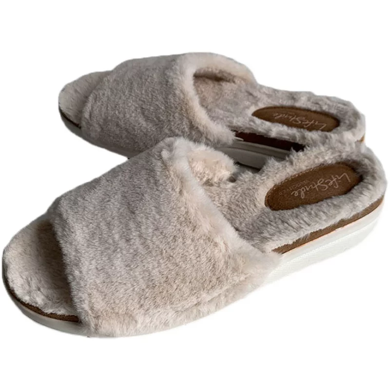 Comfortable suede keep warm slippers with a strap, Korean style, plus size
