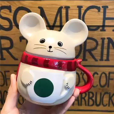 Starbucks 2020 Big Ears Curved tail Handle Mug 296ml Coffee Cute Mouse cup Lid Group
