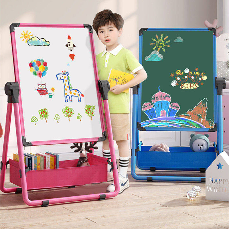 Children's drawing board easel blackboard bracket type household dust-free magnetic graffiti baby learning to write whiteboard double-sided erasable