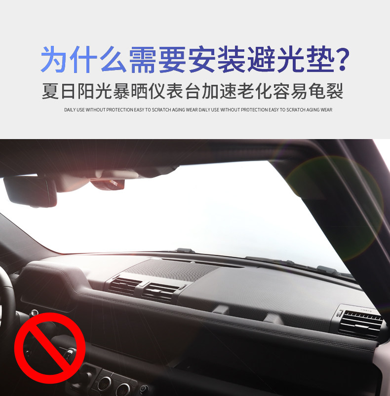 Suitable for 20-27 Models of Land Rover Defender, Dashboard Light-Proof Mat, Center Console Sun Protection and Heat Insulation Mat, Sunshade Defender Modification