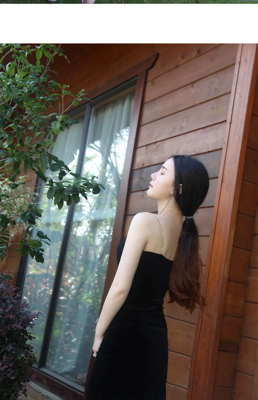 Mùa xuân 2019 quý cô retro Fan nhỏ gợi cảm chuỗi kim cương mỏng nhung dây đeo túi váy hông váy váy - Sản phẩm HOT