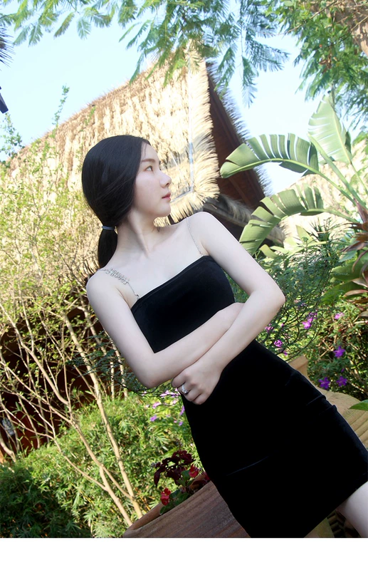 Mùa xuân 2019 quý cô retro Fan nhỏ gợi cảm chuỗi kim cương mỏng nhung dây đeo túi váy hông váy váy - Sản phẩm HOT