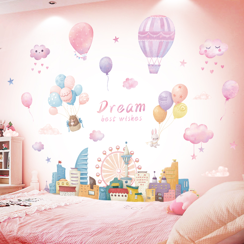 Cartoon Girl Wall Patch Bedroom Cozy Wall Deco Children Room Placement Wall Stickler Stickler Wallpaper Self-Adhesive