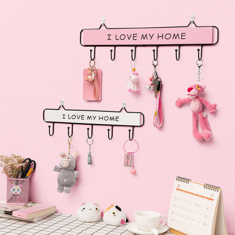 The porch ins wind hook dormitory girl heart wall decoration key frame creative cute non-perforated sticky hook wall hanging