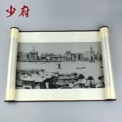 Shanghai Bund Silk Painting Scroll Painting Chinese Style Special Gift for Foreign Gifts