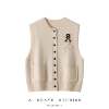 Heavy hand embroidery! New autumn and winter cashmere cardigan women's round neck sleeveless knitted vest women's slim sweater waistcoat