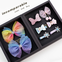 Frozen bow hairclip pin headgear Aisha childrens hair accessories gift box little girl hairpin clip